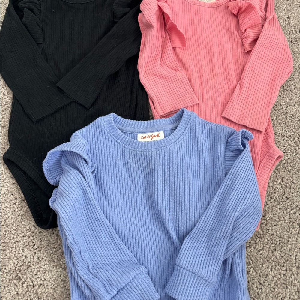 Cat & Jack Long Sleeve Ruffle onesies & top